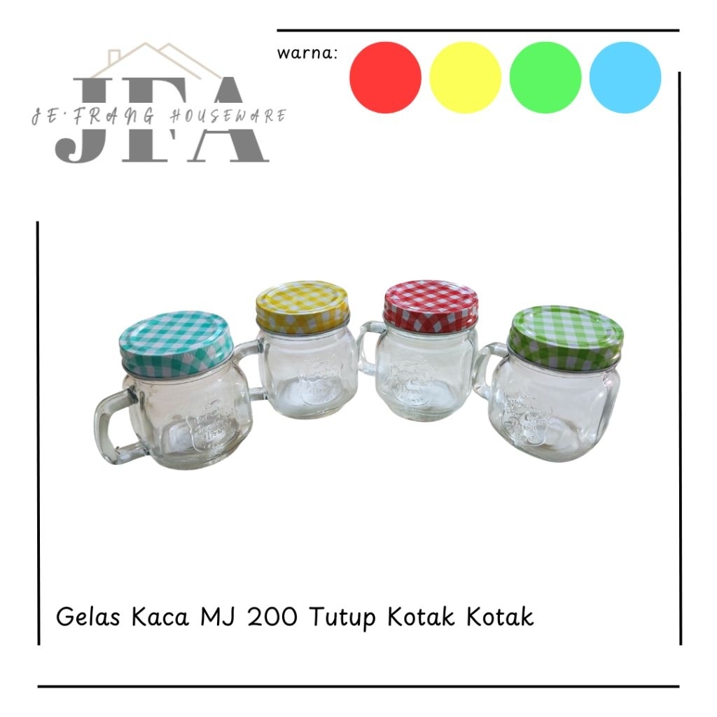 GELAS KACA MJ 200 TUTUP KOTAK KOTAK / GELAS KACA TUTUP / GELAS KACA GAGANG / CANGKIR KACA / GELAS TU