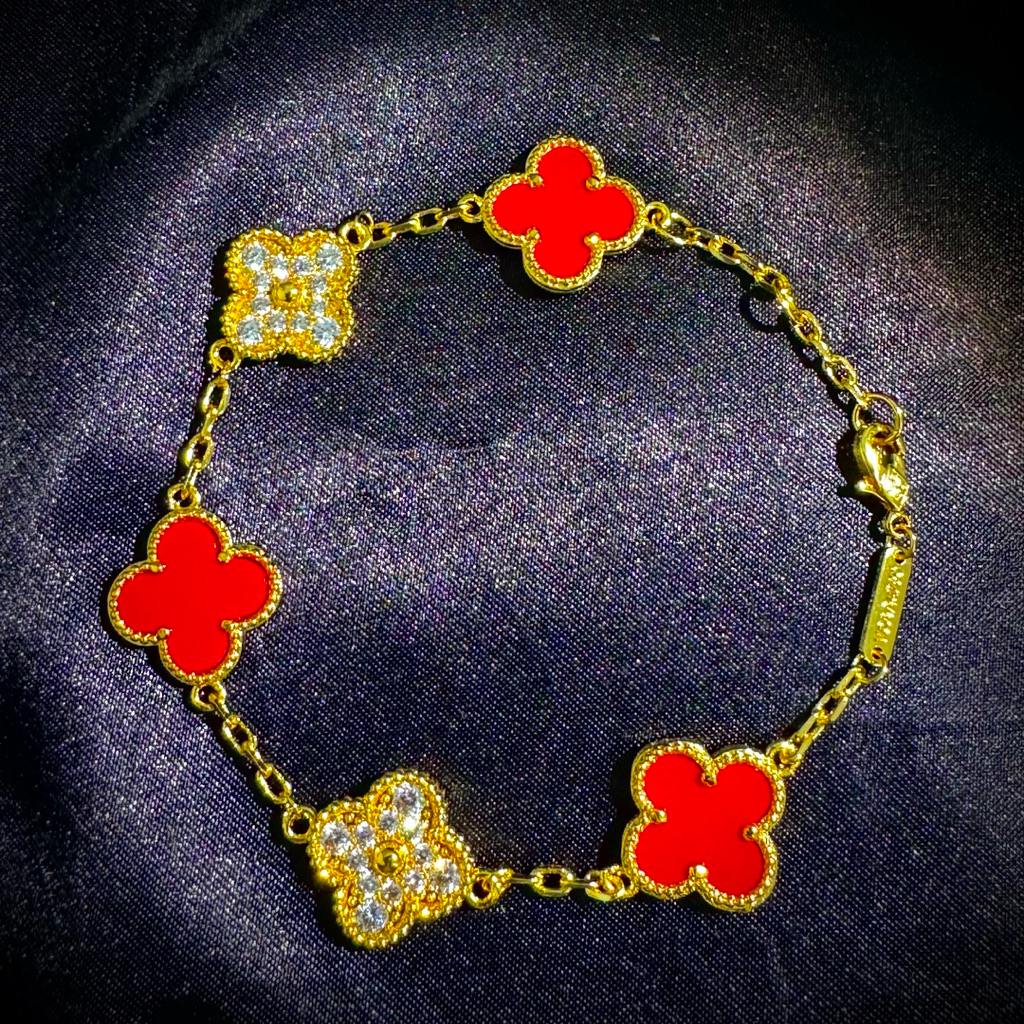 Gelang Semanggi Empat Daun Emas Pasir Vietnam 100% Asli