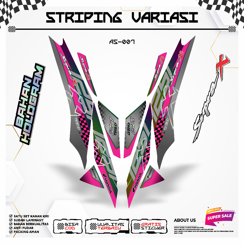 COD STRIPING HOLOGRAM STRIPING KEREN SUPRA X 125 FI INJEK