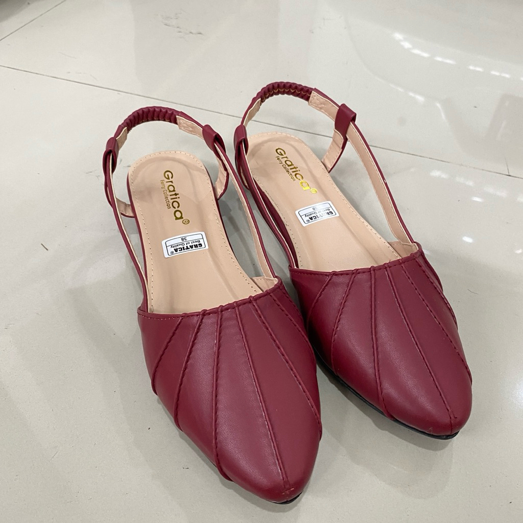 Sandal Wanita Hak Rendah empuk | Sandal Gratica wanita