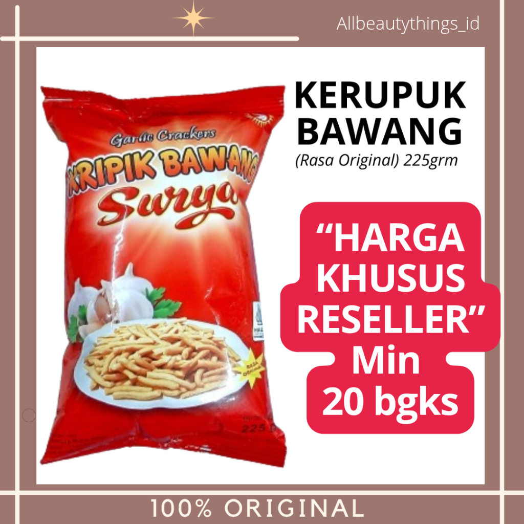 Kerupuk bawang SURYA rasa Original 225 grm Grosir Reseller