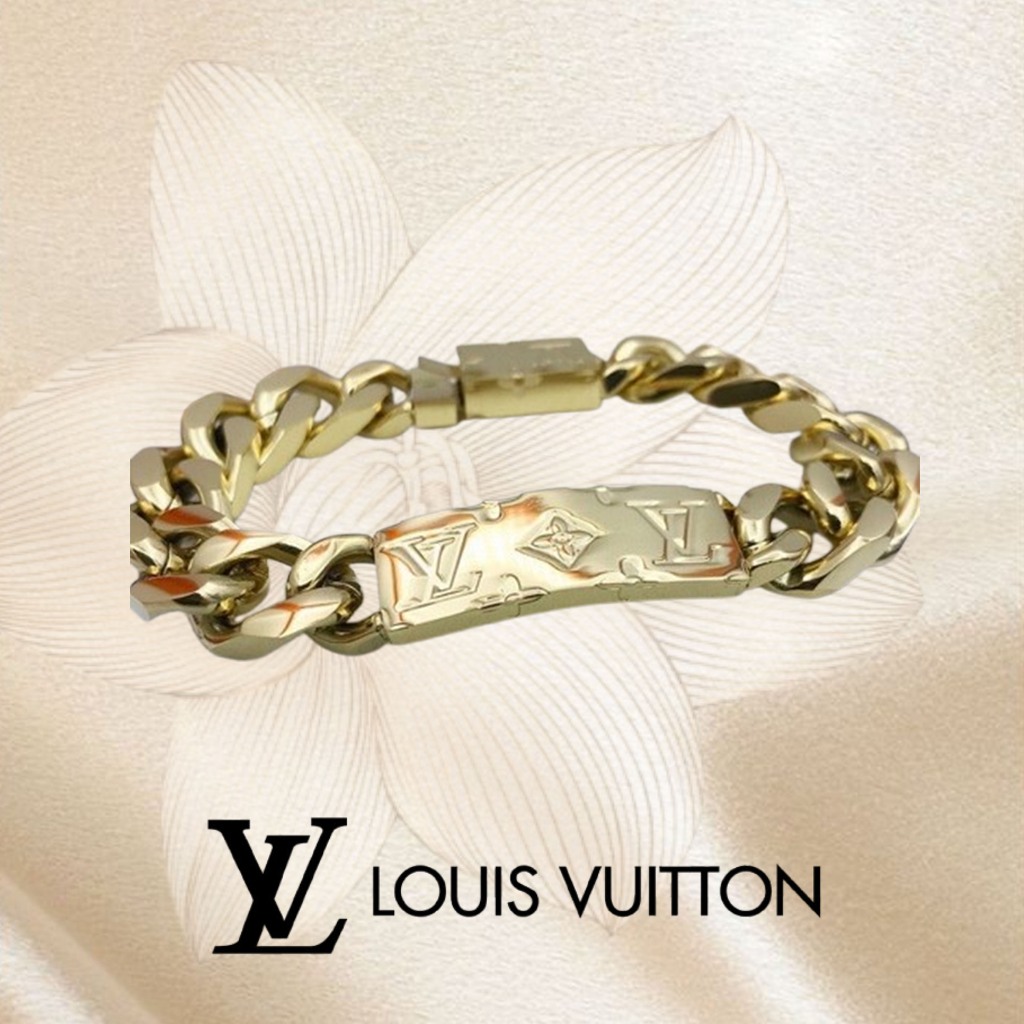 Gelang Rantai Pria LV gold/ Pria Gelang LV Monogram Gelang Pria emas/ Gelang Emas Pria Timeless