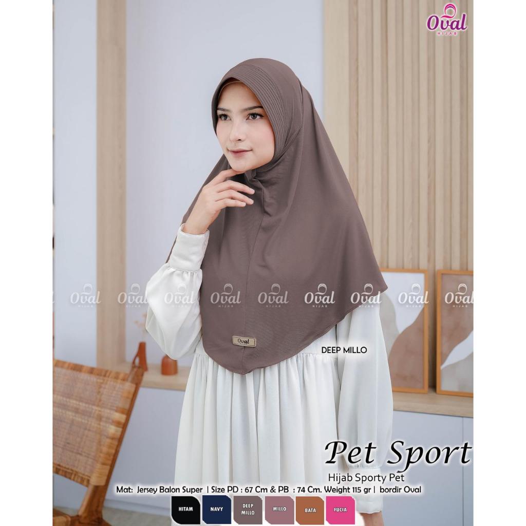 Pet Sport Hijab Sporty Original Oval Hijab Jersey Balon Super Hijab Sporty Hijab Olahraga Oval Pet S