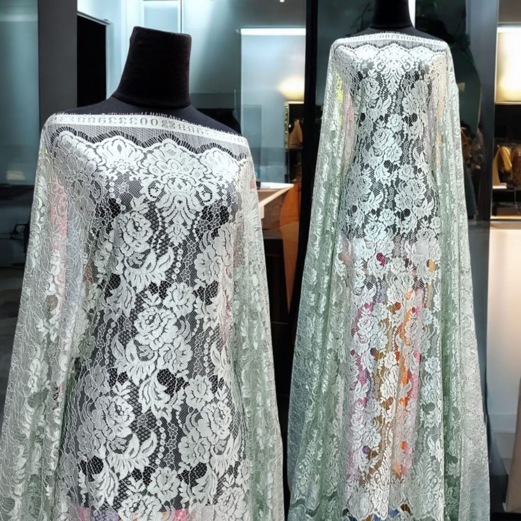 KAIN BRUKAT SEMI PRANCIS/BRUKAT SEMI PRANCIS GLOSSY/BRUKAT LACE MENGKILAT(BISA INSTAN)