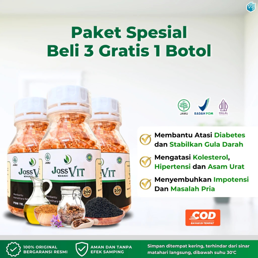 Paket 3 Gratis 1 Joss Vit Herbal Atasi Diabetes Kolesterol Impoten