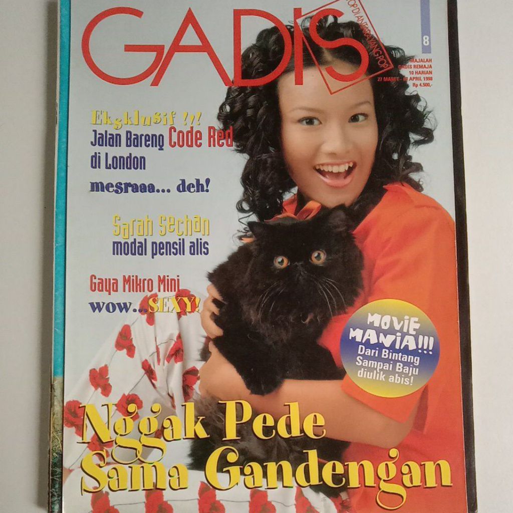 Majalah Gadis Tahun 1998 Cover Callista Argentina (Runner up 1 Gadsam'97)