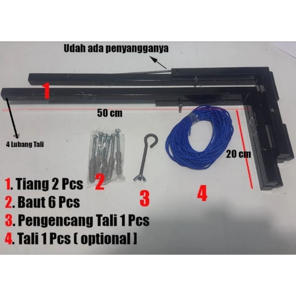 Jemuran Dinding Lipat Tempel Kuat Rak Jemuran Baju Handuk Nempel Dinding Bahan Besi Baja Tahan Lama