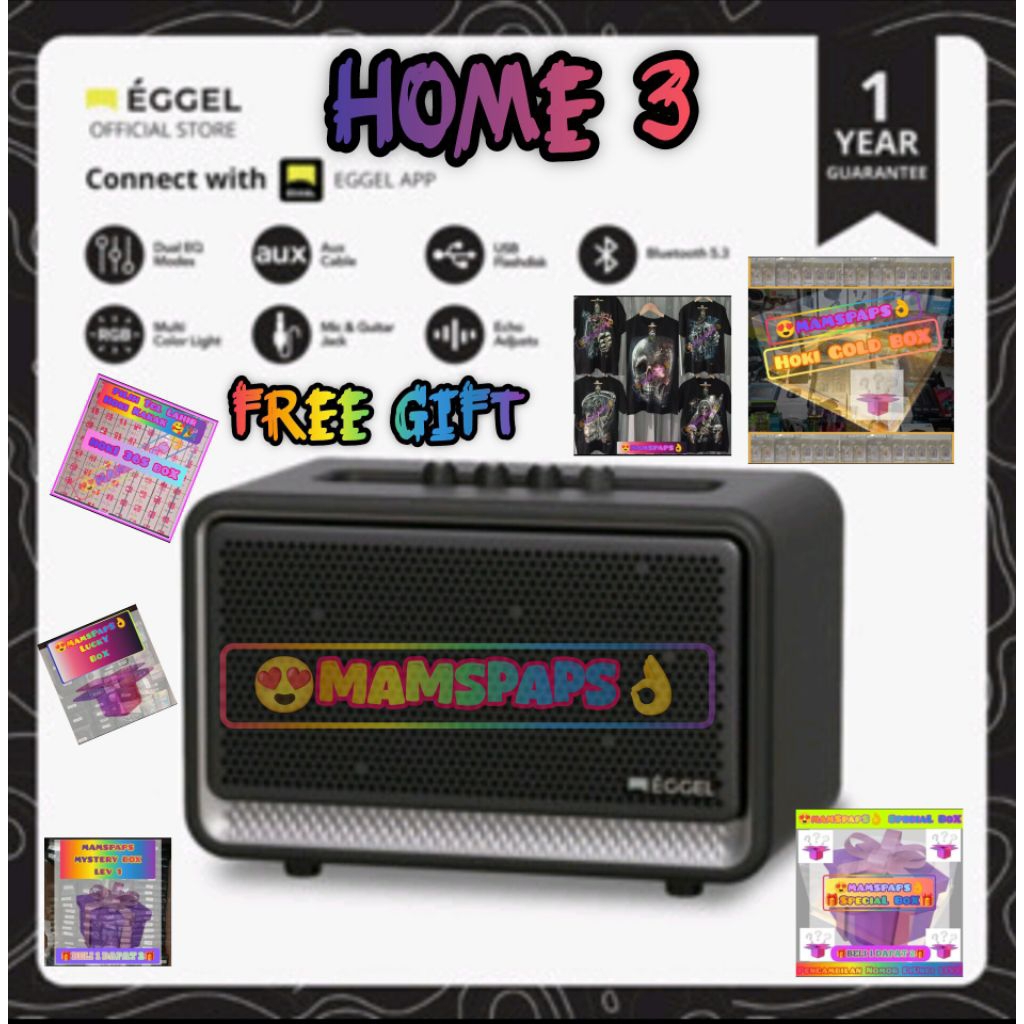 EGGEL HOME 3 WITH KARAOKE FUNCTION PORTABLE SPEAKER BLUETOOTH 5.3 MAMSPAPS