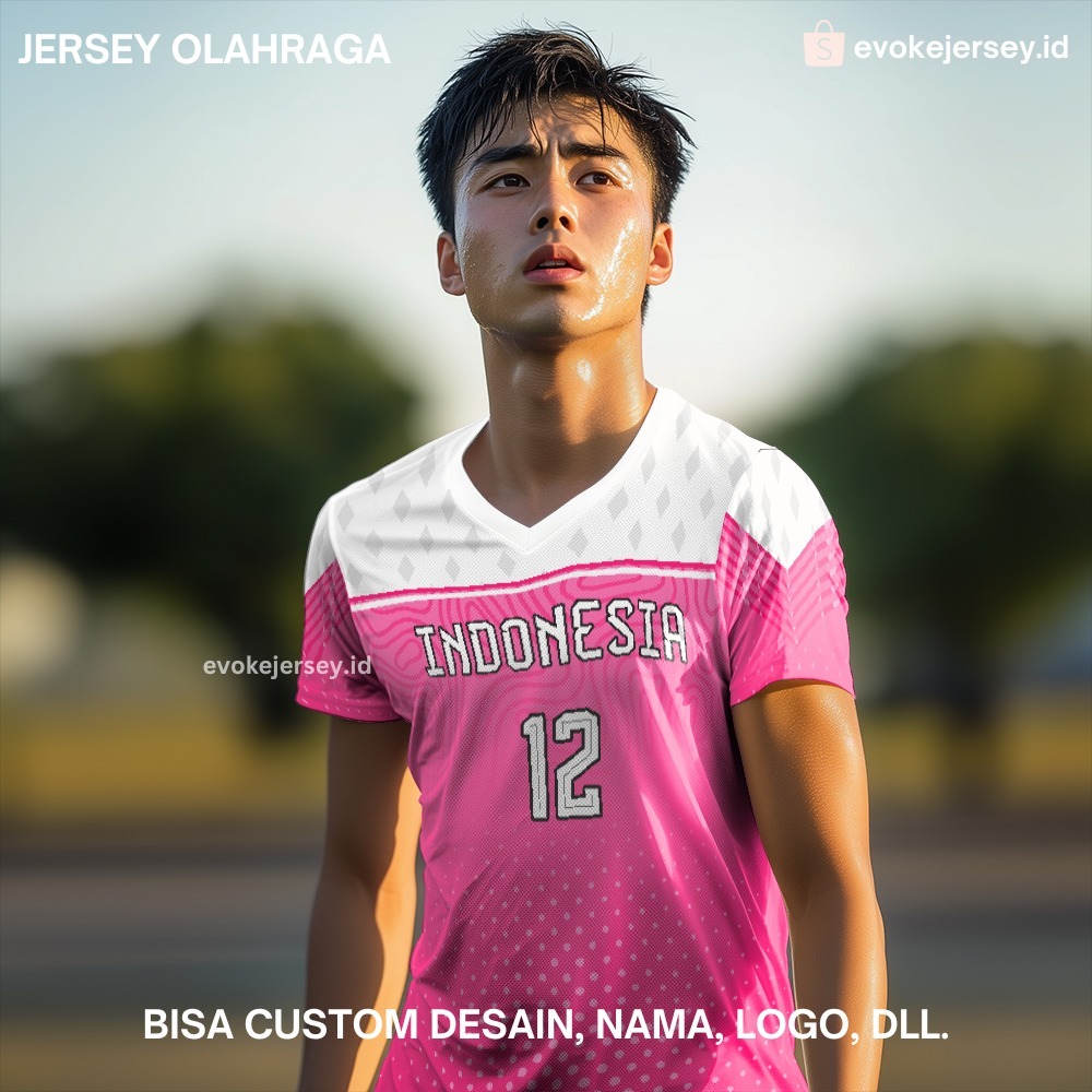 Kaos Jersey Basket Pink Putih Motif Polkadot Liquid 124 - Jersey Olahraga Custom