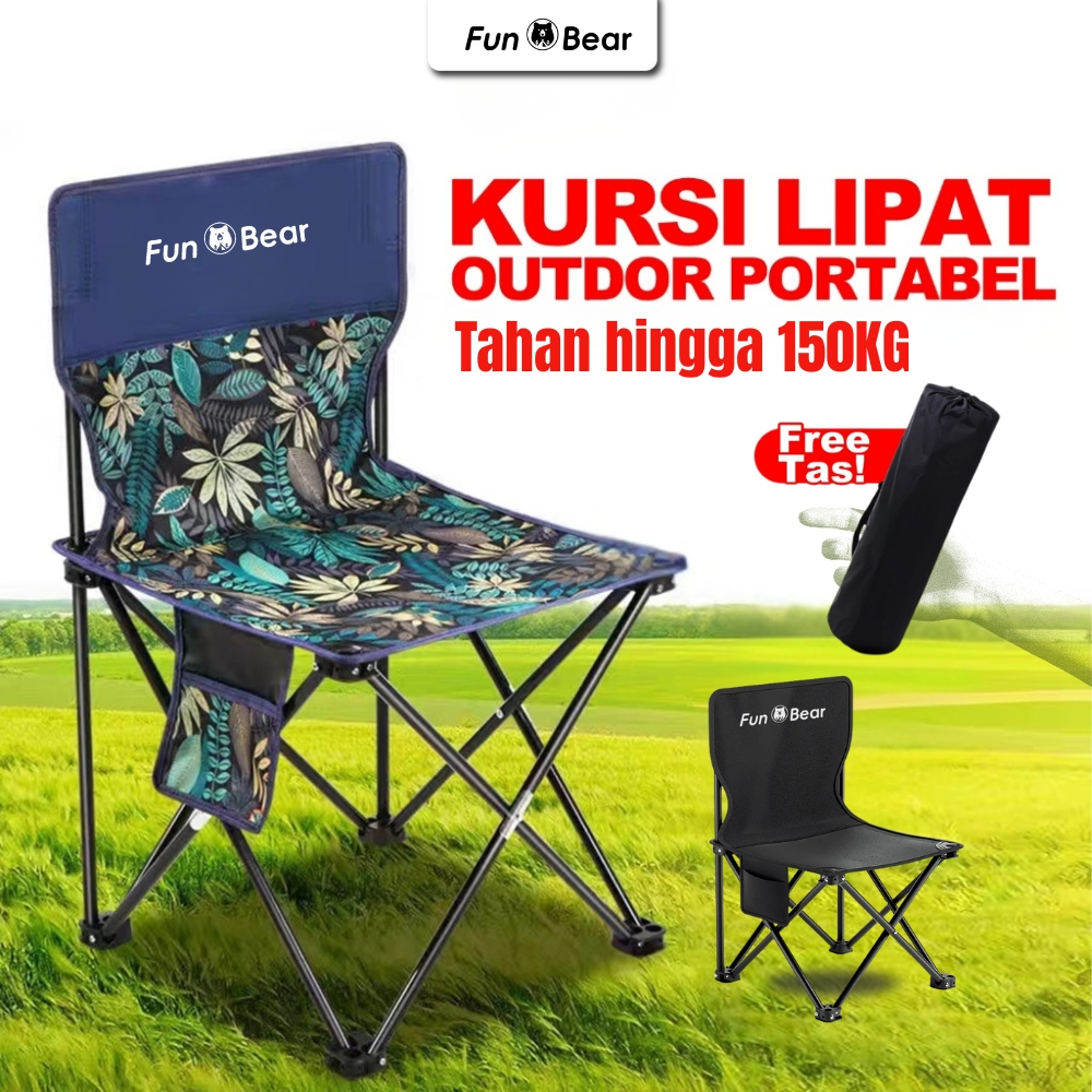 FUNBEAR Bangku Portable Lipat Kursi Outdoor Camping Bangku Camping Tahan Hingga 150 Kg