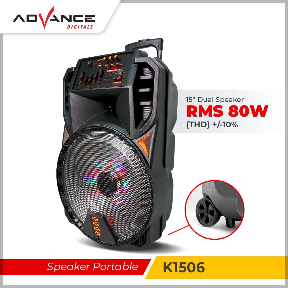 Advance K1506 Bluetooth Speaker 15" + 2 Mic || Advance K1506 Portable Speaker 15" With Mic