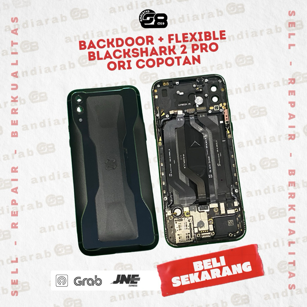 backdoor back casing cover housing + flexible xiaomi blackshark black shark 2 pro Ori copotan