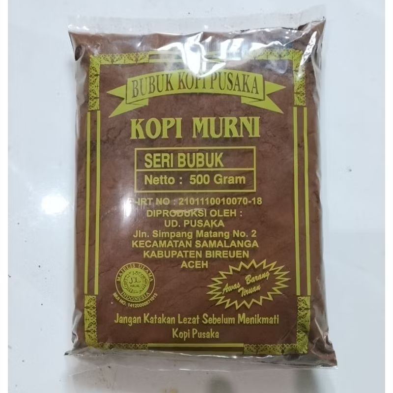 500 Gram Bubuk kopi halus Murni Pusaka Aceh