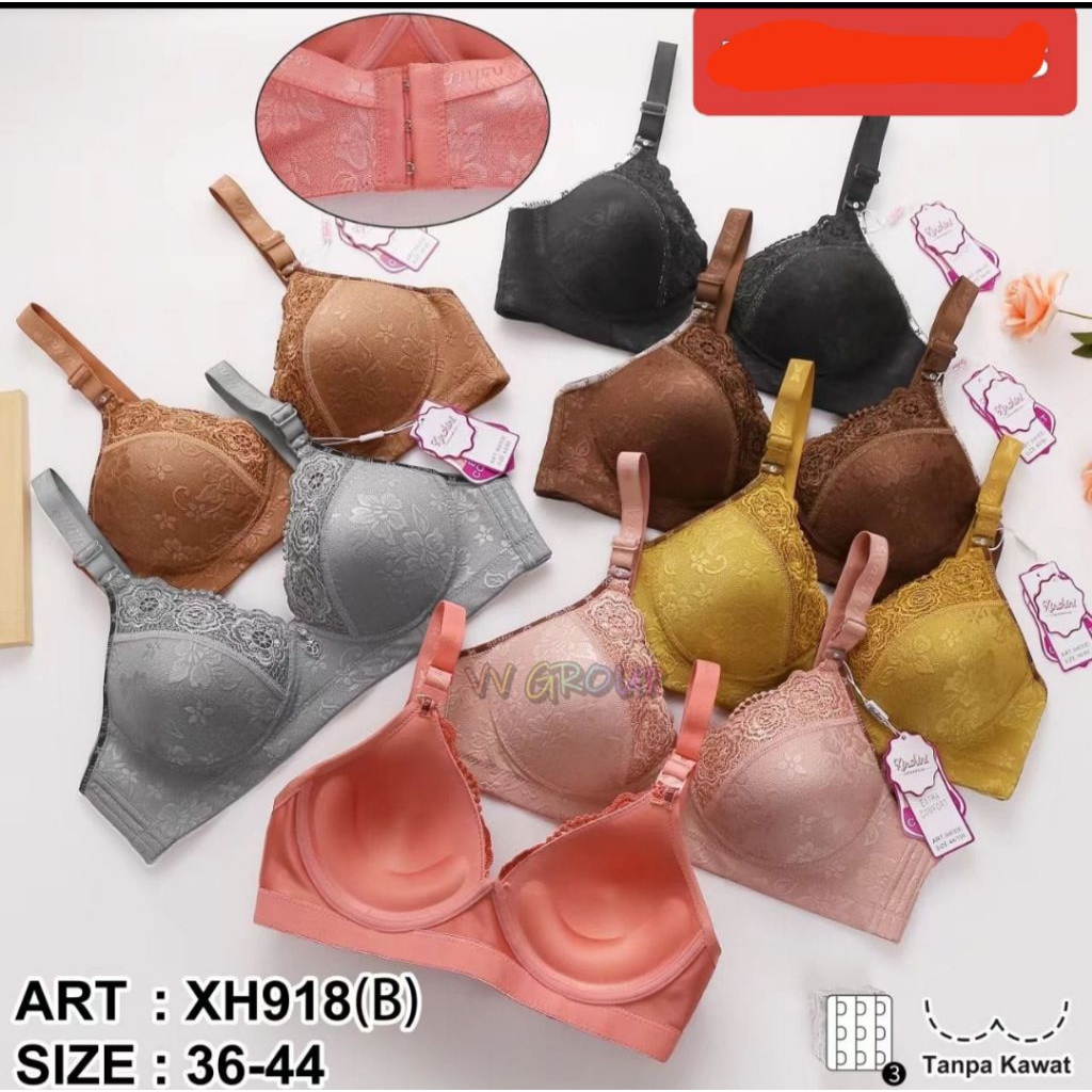 BH BRA PUSH UP IMPORT TANPA KAWAT embose renda CUP B 3KAIT 38-44 xinshini ADEM MELAR PAKAI BUSA MELA