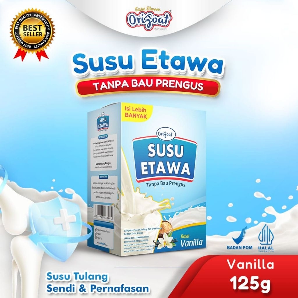 Origoat 125 gram sachet- susu kambing Etawa platinum untuk tulang tinggi kalsium