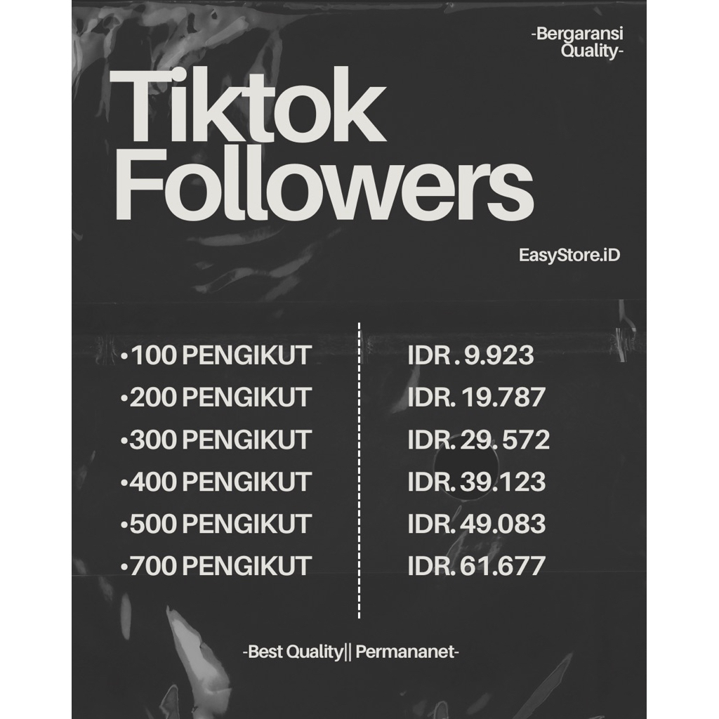PENAMBAH FOLLOWERS / PENGIKUT TIKTOK CEPAT BERGARANSI