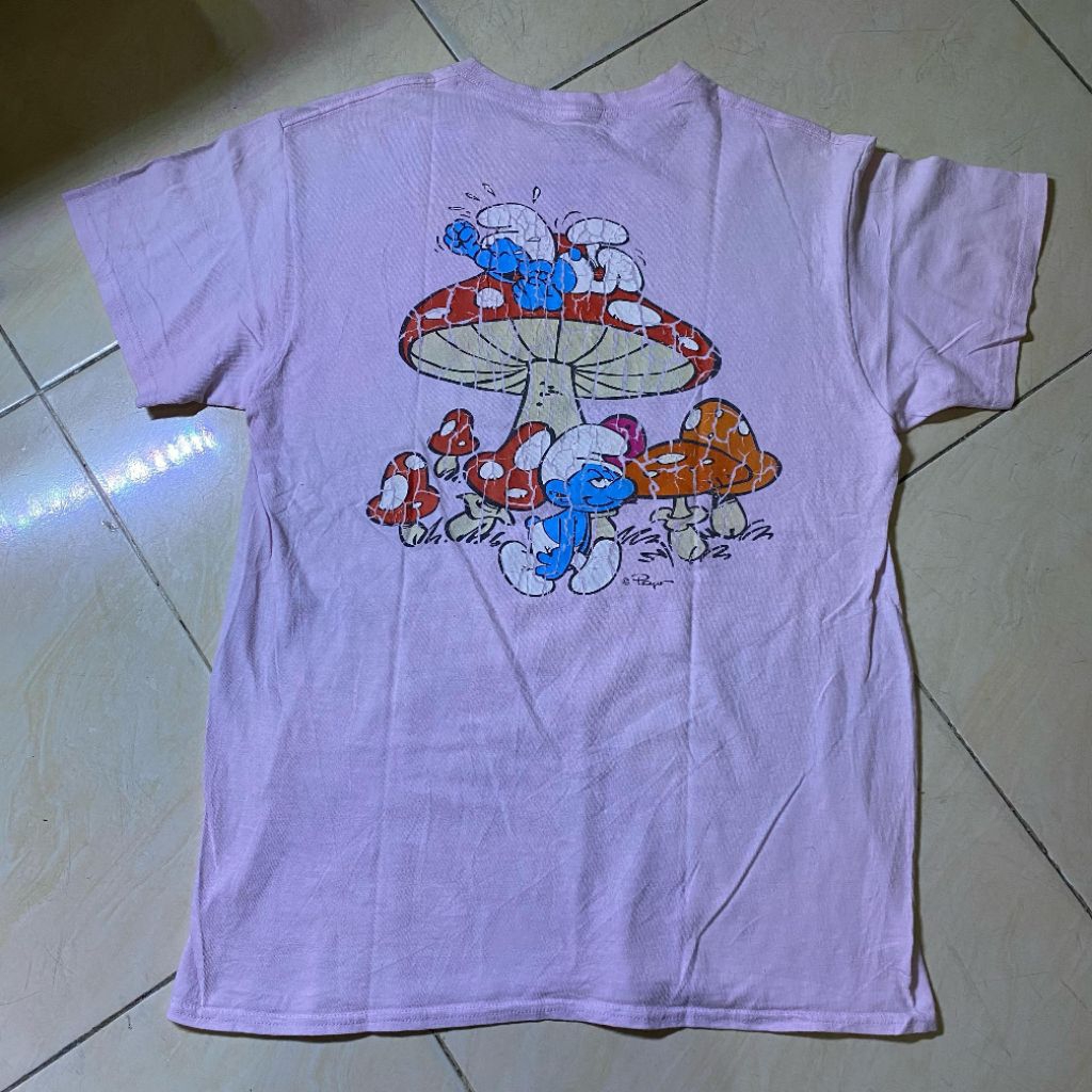 Kaos film kartun vintage The Smurf original second Bekas murah, kaos vintage second Bekas original m