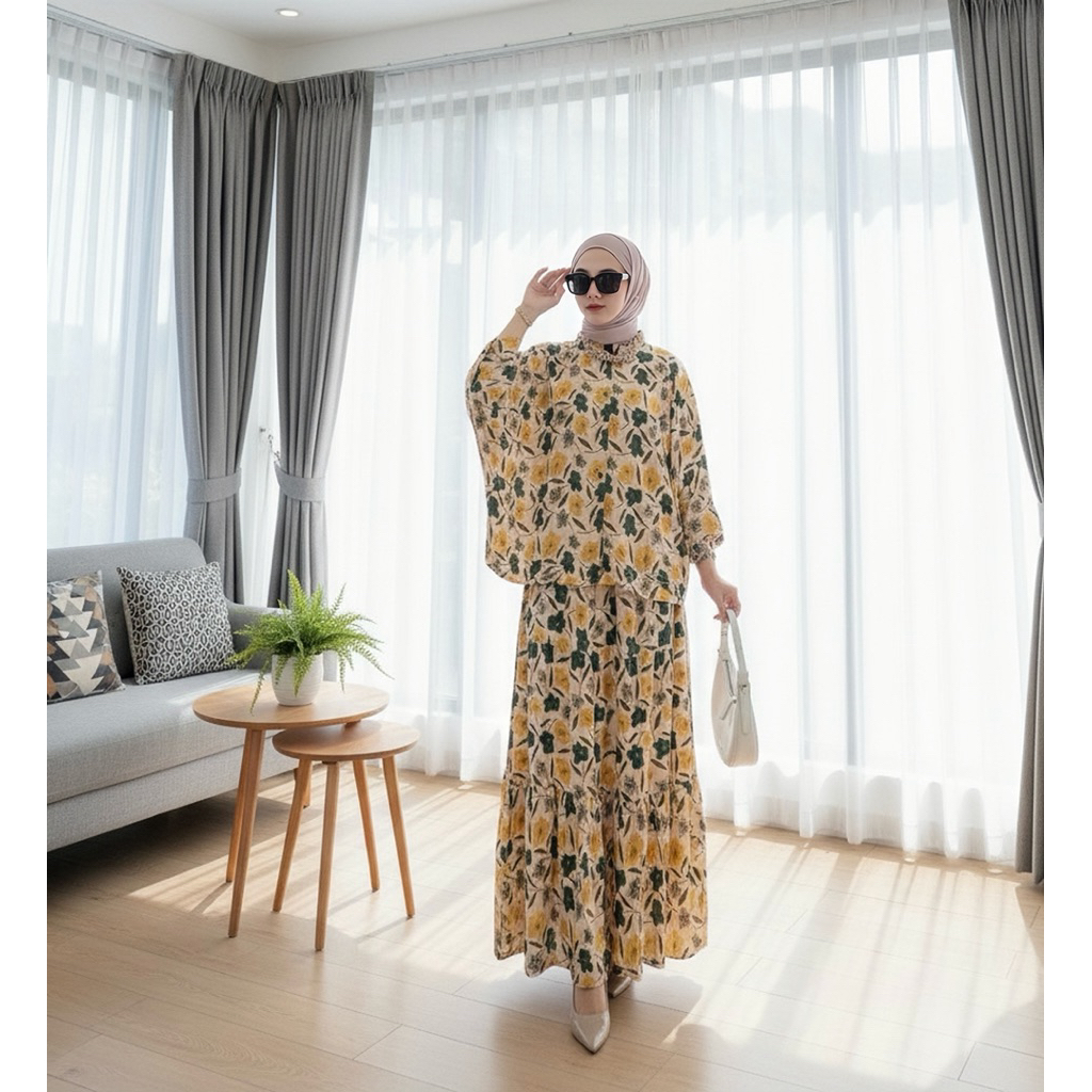 Set rok rayon motif//Set Rok baju wanita kekinian//Set Rok baju wanita Muslim