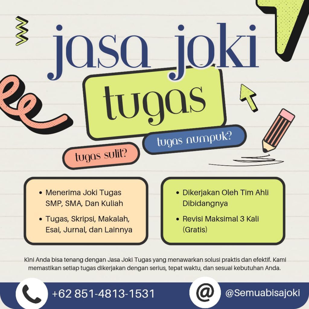 JASA JOKI SEMUA JENIS TUGAS MURAH MERIAH SELESAI CEPAT