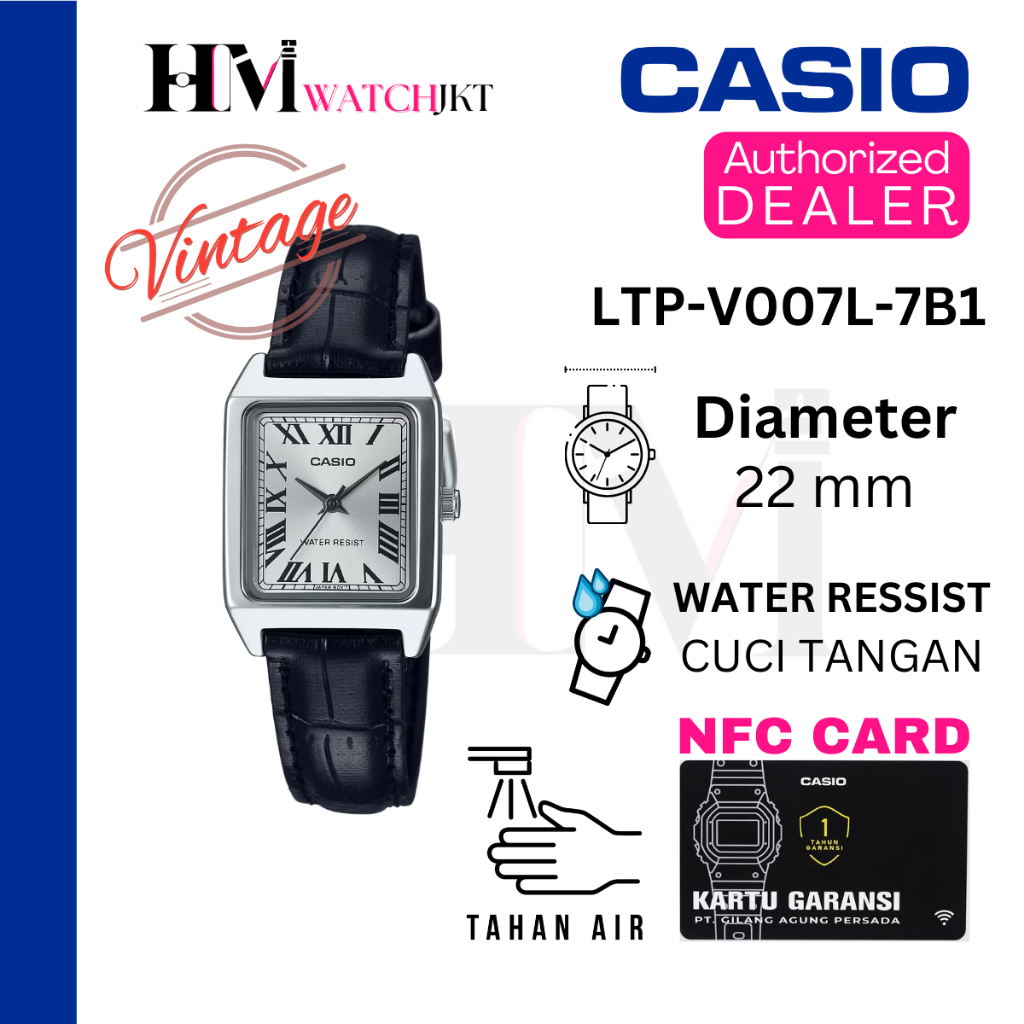 CASIO LTP-V007L-7B1UDF Jam Tangan Wanita Original Analog Kulit Antiair LTP-V007L-7B1 ltpv007