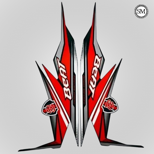Striping Standar Honda Beat FI ESP 2018-2019 Warna Hitam Merah dengan List Body Berkualitas