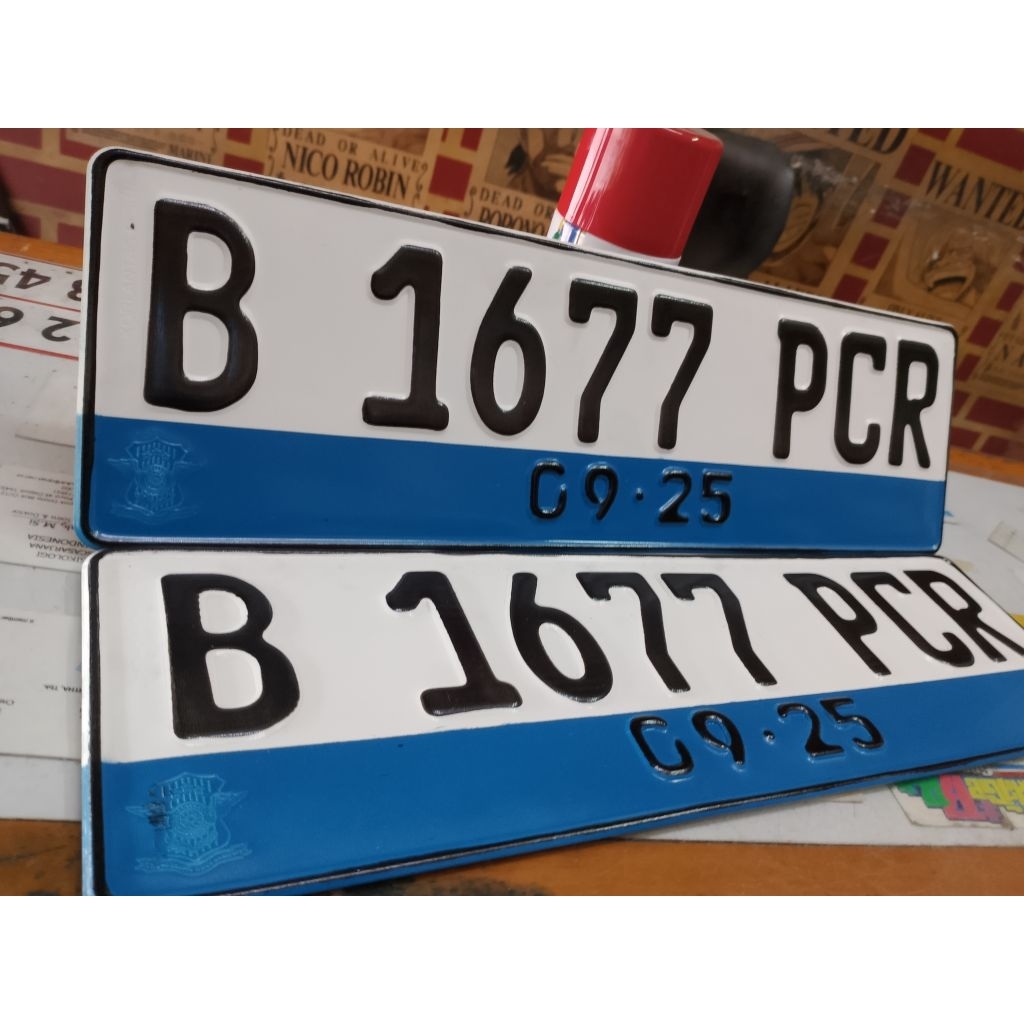 Variasi plat listrik mobil putih biru