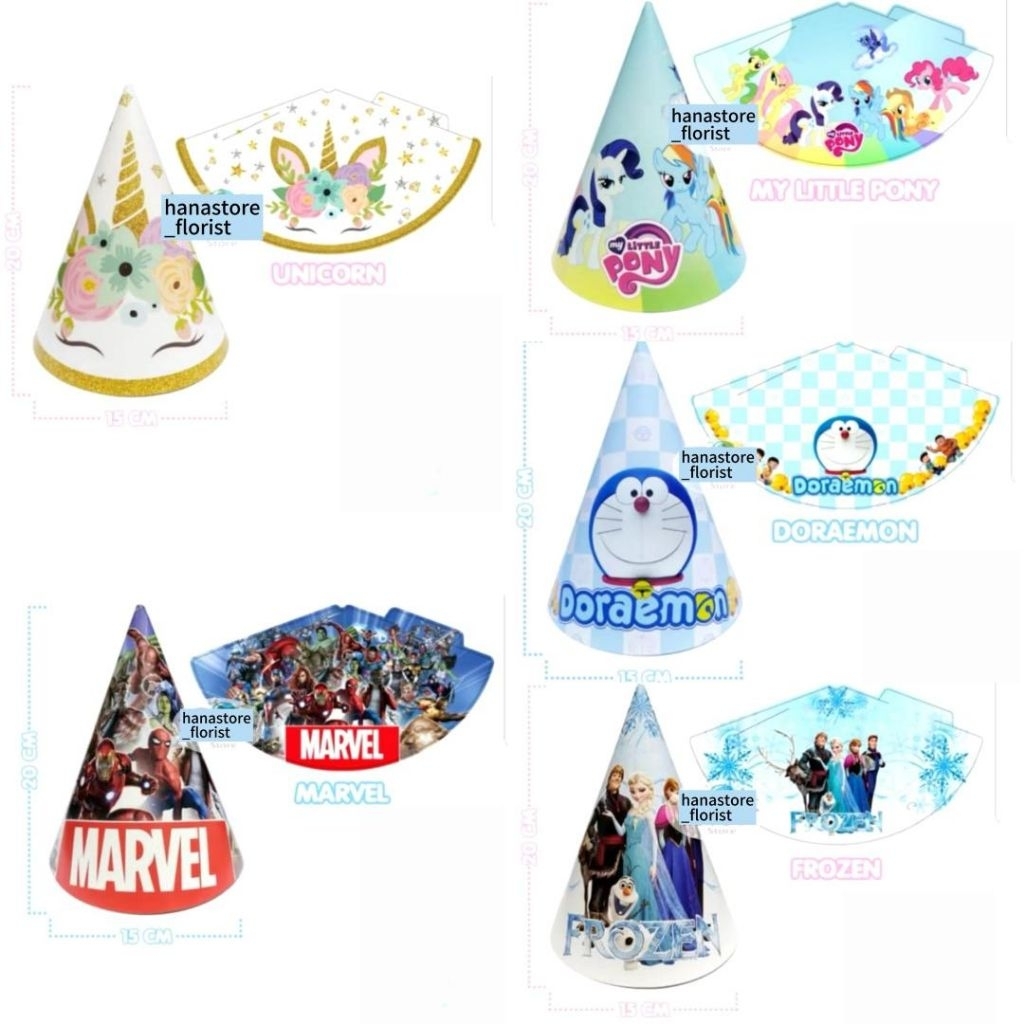 Topi Kerucut Ulang Tahun Karakter / Topi Ulang Tahun Kerucut Karakter