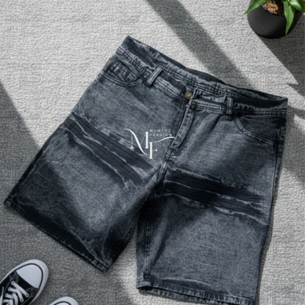 Celana Jeans Pendek Sobek Pria Bahan Denim Premium