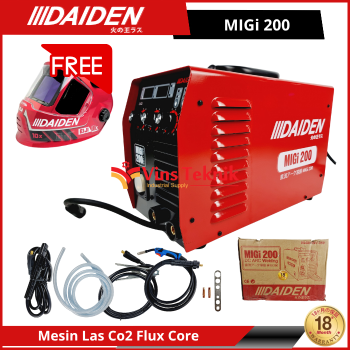 DAIDEN MIGi 200 MIGi200 Mesin Las Argon Stanless Travo Las Inverter Trafo Las Co2 Flux Core Tanpa Ga