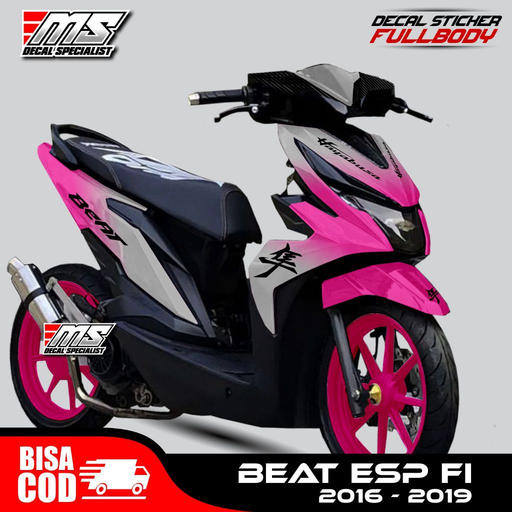 ⭐⭐⭐⭐⭐ Decal stiker Honda Beat Esp fi 2016-2019 full body variasi bunglon pink