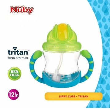 Nuby tritan smart cup flip N sip straw botol gelas minum anak active sipeez sippy cup