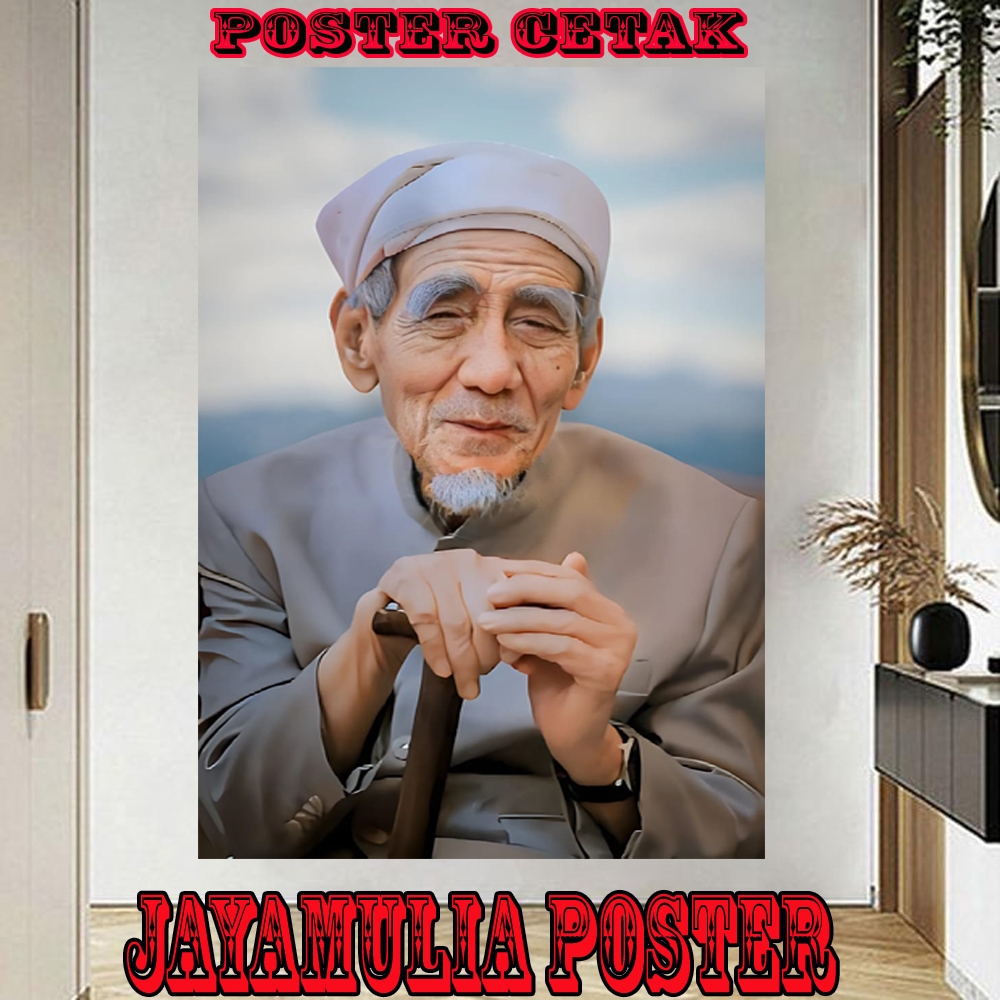 POSTER CETAK MBAH MOEN ULAMA INDONESIA J150/UKURAN JUMBO/HIASAN DINDING/DEKORASI RUMAH DAN RUANGAN