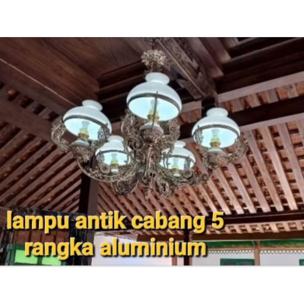 Atik+klasik..lampu gantung antik cabang 5,rangka aluminium
