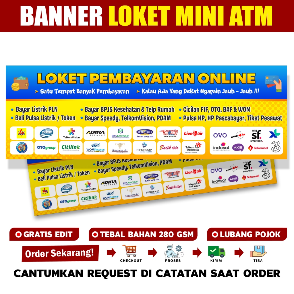 [ TERMURAH ] SPANDUK PPOB BANNER ATM BERSAMA BISA CUSTOM UKURAN JUMBO 3 METER