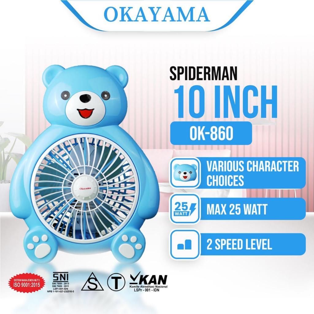 KIPAS ANGIN KARAKTER LUCU 10 INCH OKAYAMA kip as kipas angin