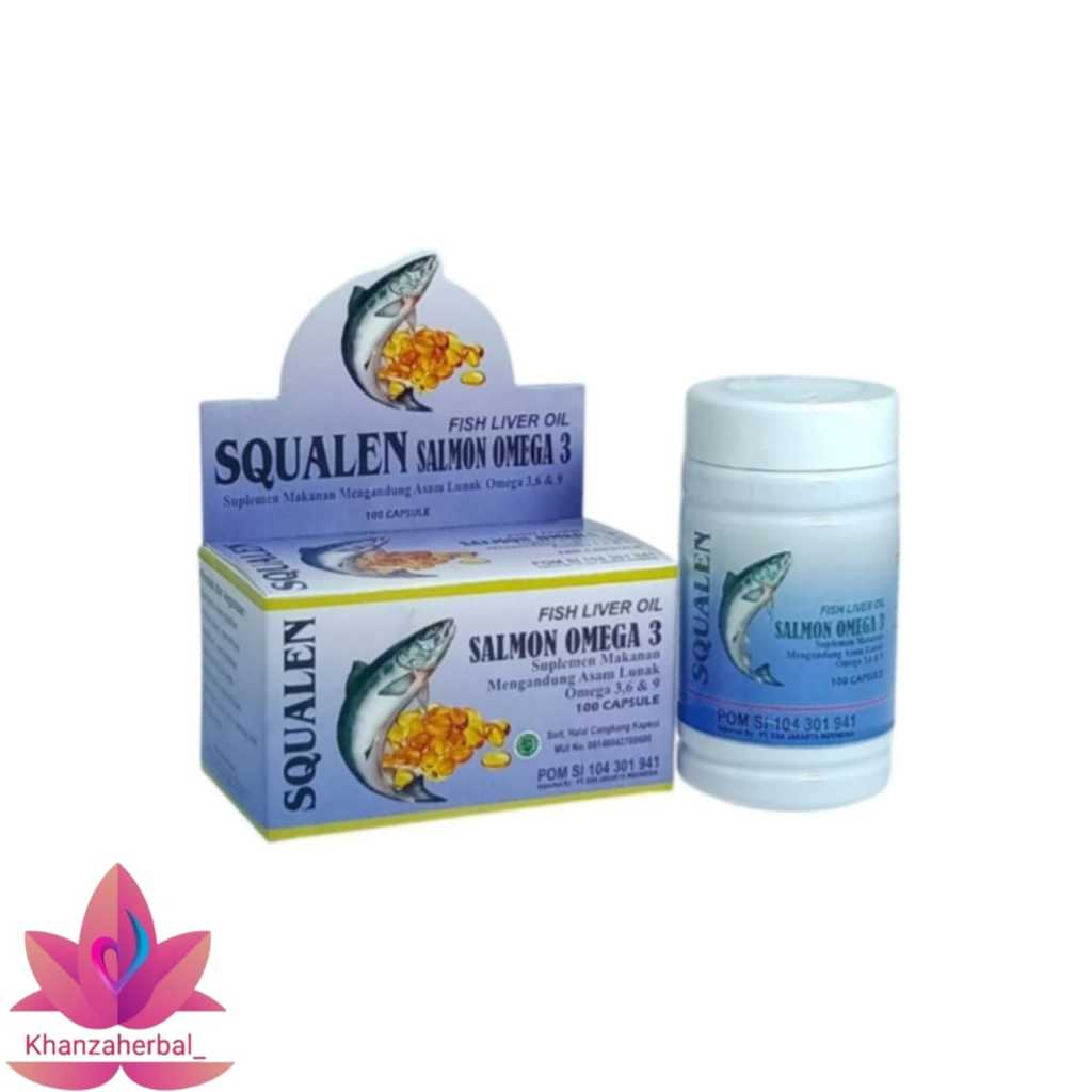 Squalen Fish Liver Oil Salmon Omega 3 | Minyak Ikan Omega 3,6 & 9 100 Kapsul