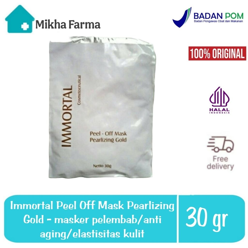 Immortal Peel Off Mask Pearlizing Gold - masker bubuk emas - pelembab / pencerah / anti aging / elas