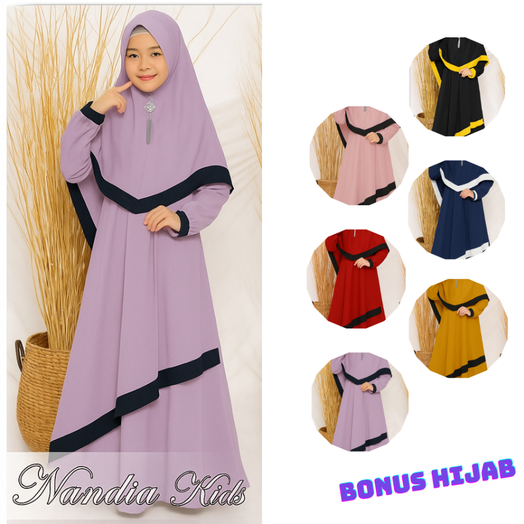 Gamis Anak Perempuan Umur 11 12 13 14  tahun 2 Ukuran Model Simpel 2025 Lebaran Remaja