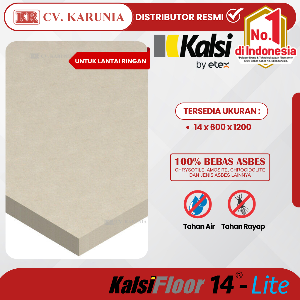 KalsiFloor 14 Lite  (60x1200mm) | Papan Lantai Fiber Semen Mezzanine & Dak Instan Ringan