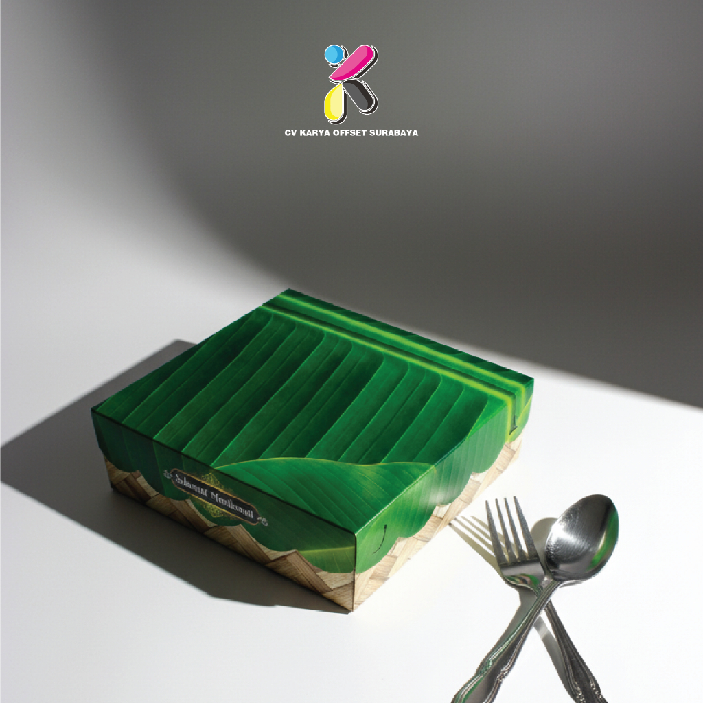 Dus Kotak Nasi Motif Daun- Besek R8/R10K/R10B/Dus Hajatan/Dus Kekinian
