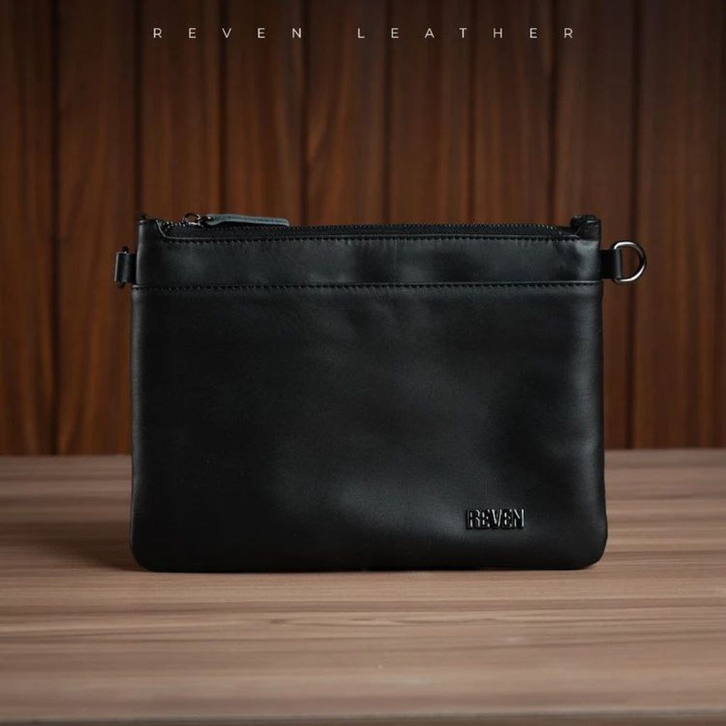 Reven Leather Adam Handbag - Tas Tangan Pria Clutch Cowok Bahan Kulit Sapi Asli Premium Original