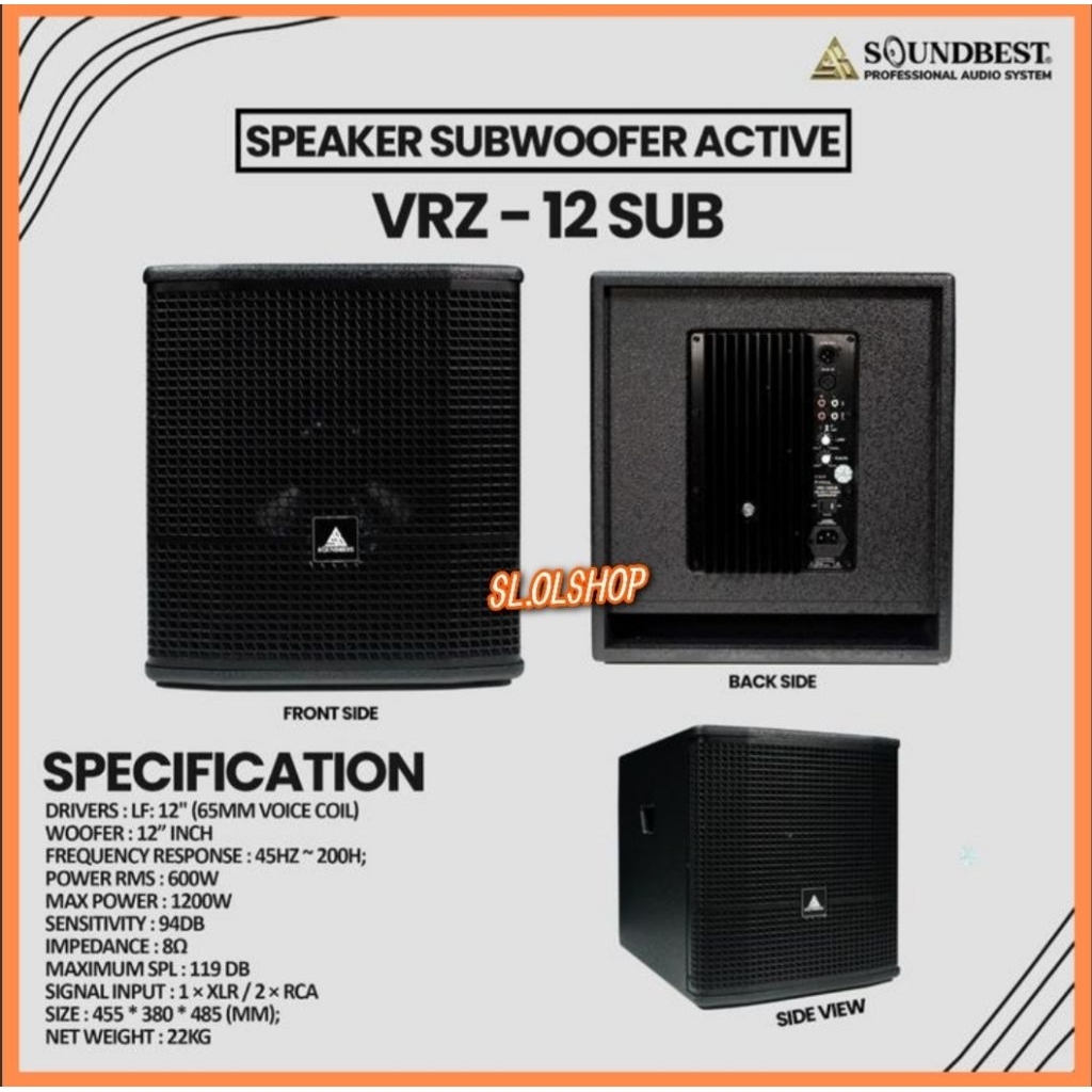 Subwoofer Aktif Soundbest VRZ 12 SUB/VRZ12 SUB 12 inch Active Subwoofer VRZ-12 SUB Original