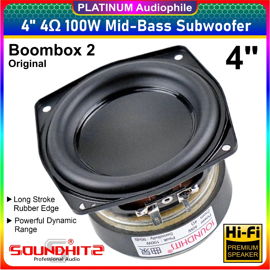 Speaker 4 inch Boombox 2 Mid-Bass 4 ohm 100W Woofer Subwoofer 4" Soundhits SW-405M