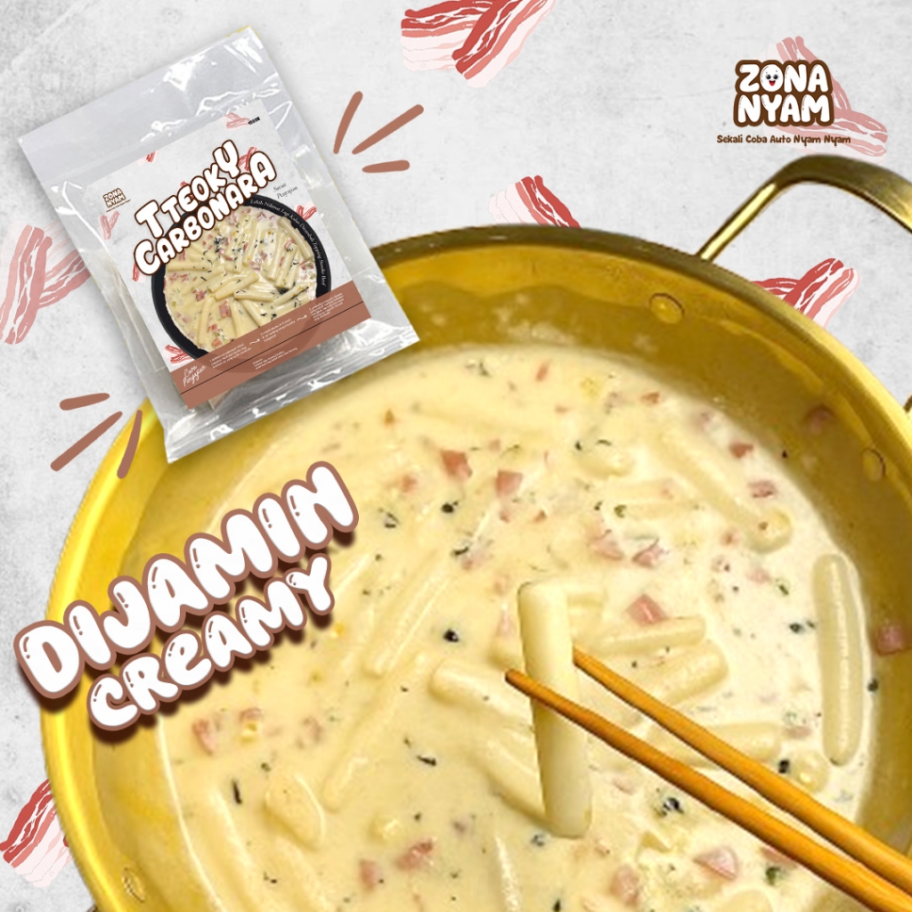 ZonaNyam - Tteokbokki Carbonara - Topokki Rose Keju - Topokki Rose Keju Cheese - Gochujang Makanan I