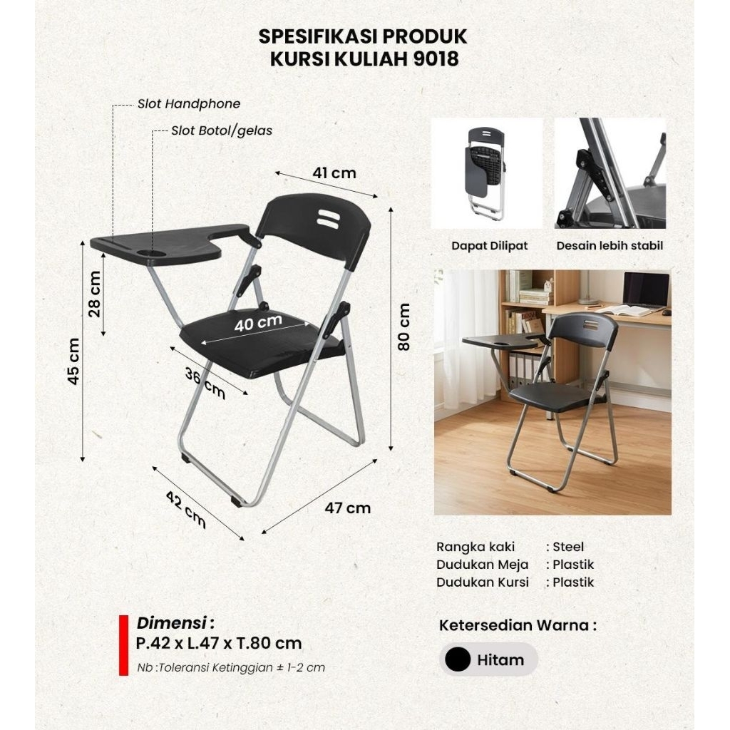 KURSI LIPAT | KURSI KULIAH | KAKI BESI | KUAT DAN KOKOH