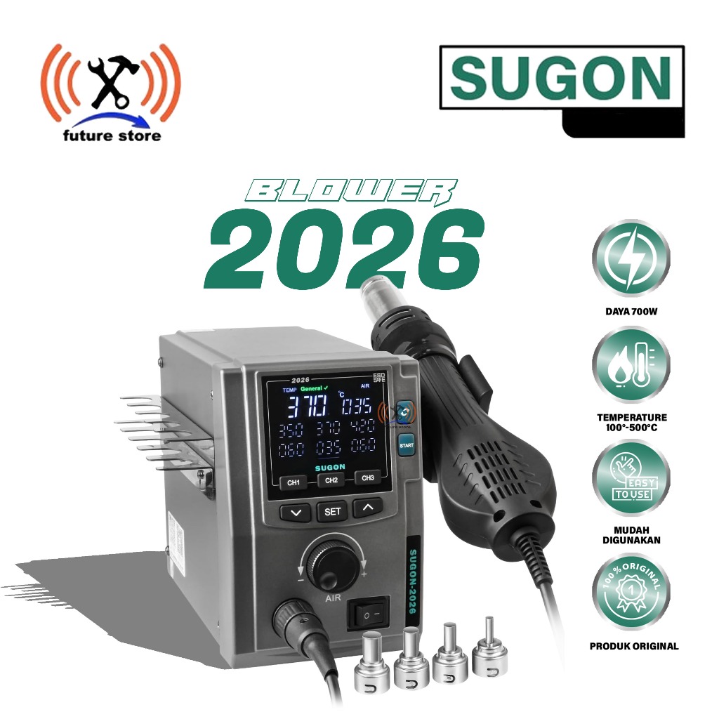 SUGON 2026 700W INTELLIGENT DIGITAL HOT AIR STATION ORIGINAL - BLOWER SUGON 2026 ORIGINAL 700W DIGIT
