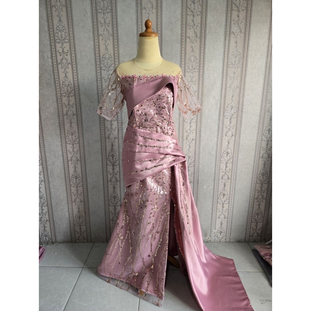 Dress pesta tile sequin / gaun mermaid mewah