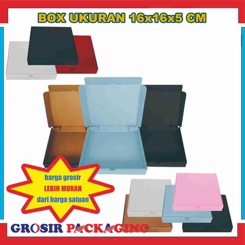 Box 16x16x5 Cm  / Box Lipat Depan / Packaging Hijab / Kardus Polos