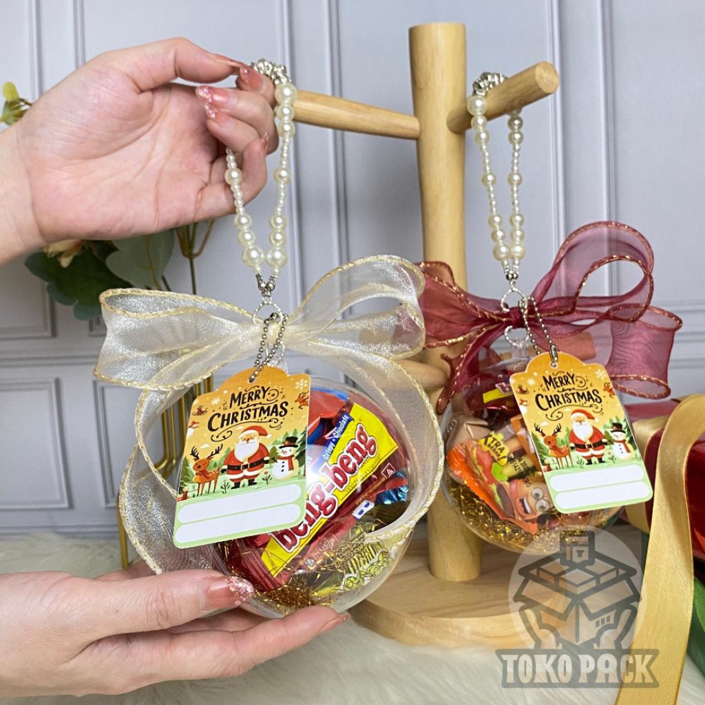 (READY) GIFT SNACK NATAL/ HAMPERS ACRYLIC NATAL/ GANTUNGAN ACRYLIC UNIK