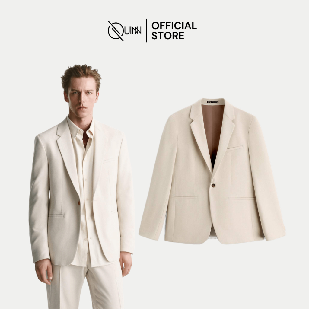 Zara Blazer Textured Suit Ecru / Jas Formal Pria